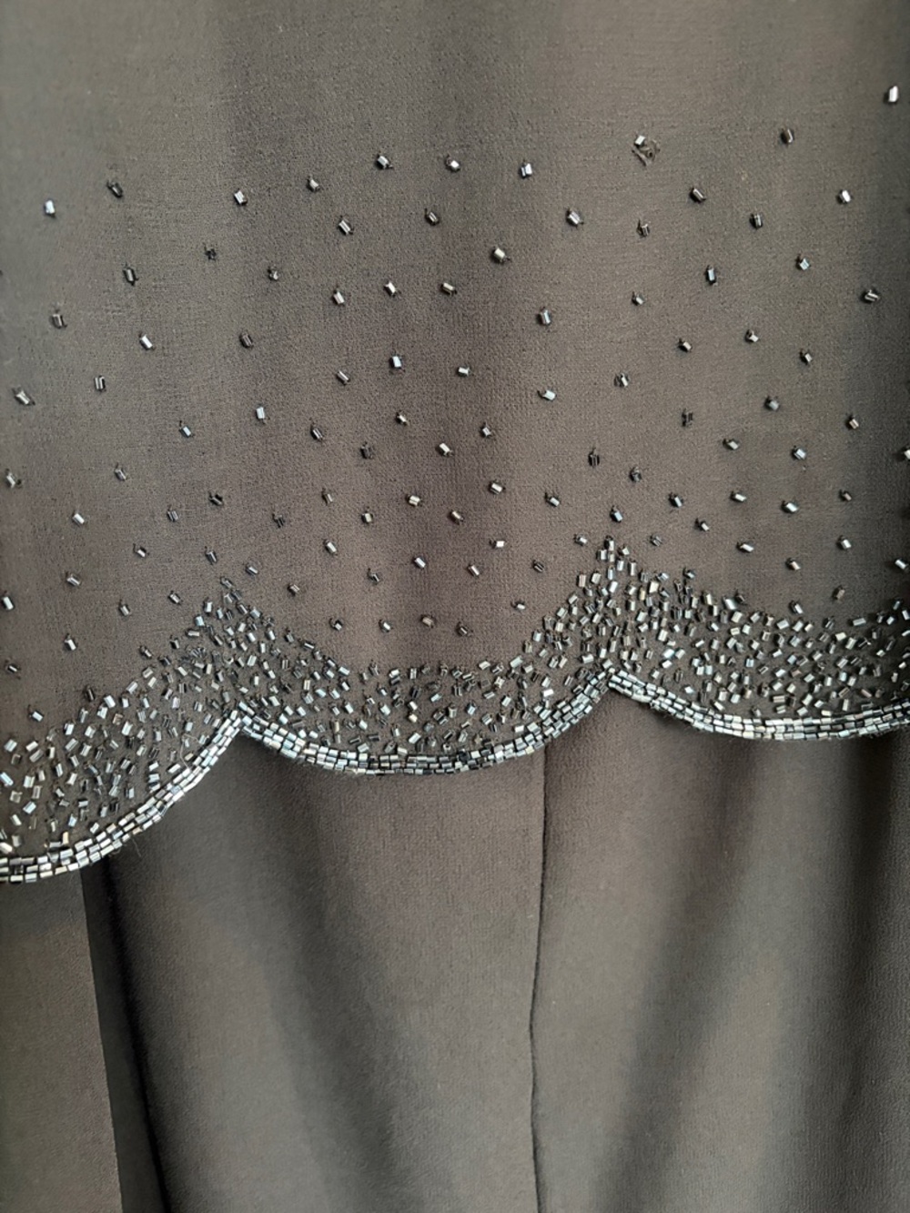 J Kara Black Beaded Long Dress/Jacket with Sheer Sleeves Sz 16 Wedding/ Mother - Picture 5 of 15